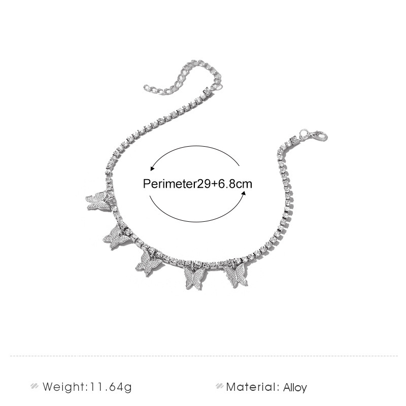 Silver jewelry,Animal Print jewelry,Silver Alloy Detail Bow Design Anklet