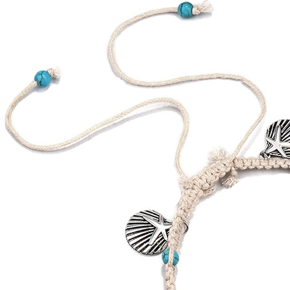 Silver jewelry,Other jewelry,Starfish and Shell Detail Silver Anklet