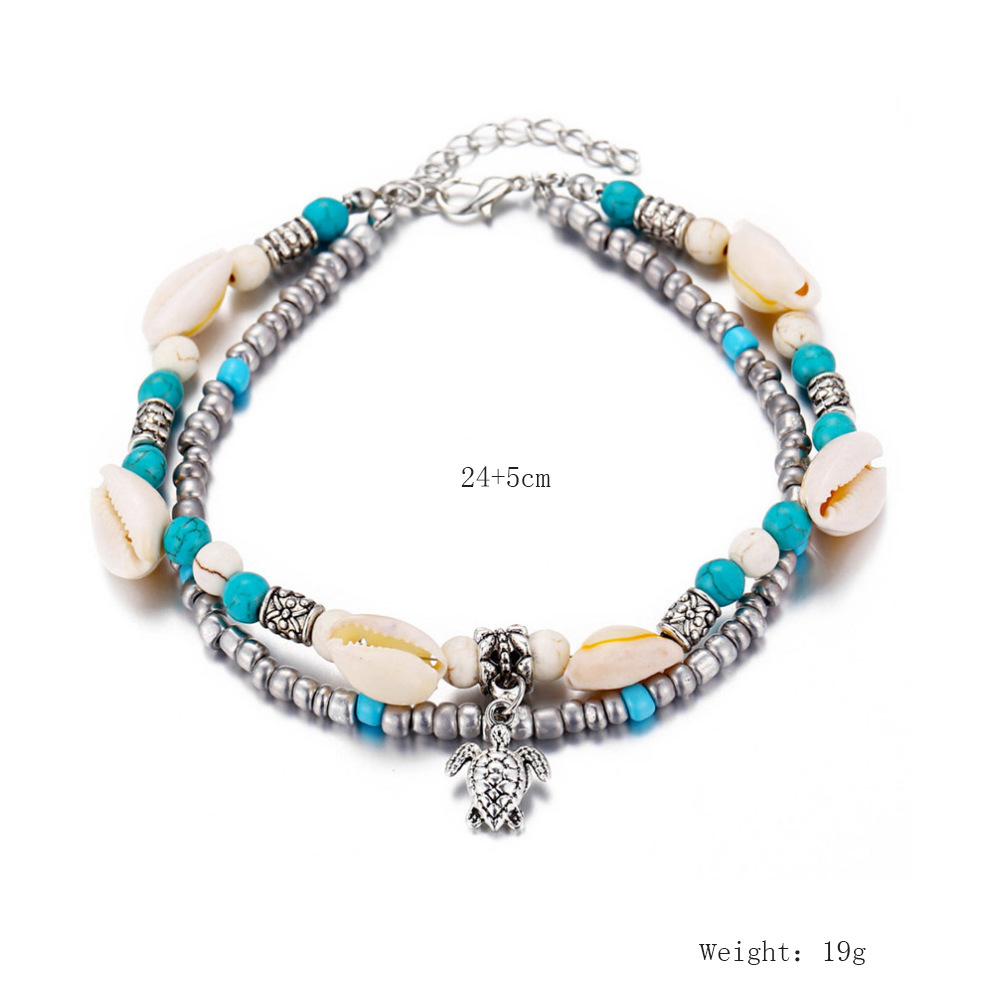 Silver jewelry,Other jewelry,Round Beads Conch Design Silver Anklet Set