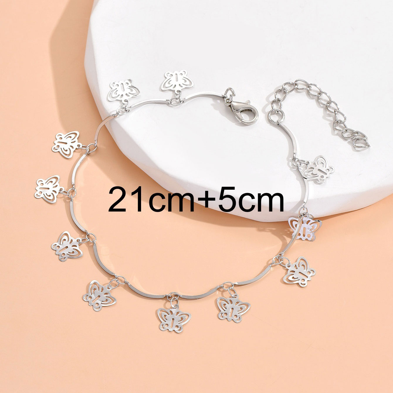 Silver jewelry,Other jewelry,Hollow Design Butterfly Detail Silver Anklet