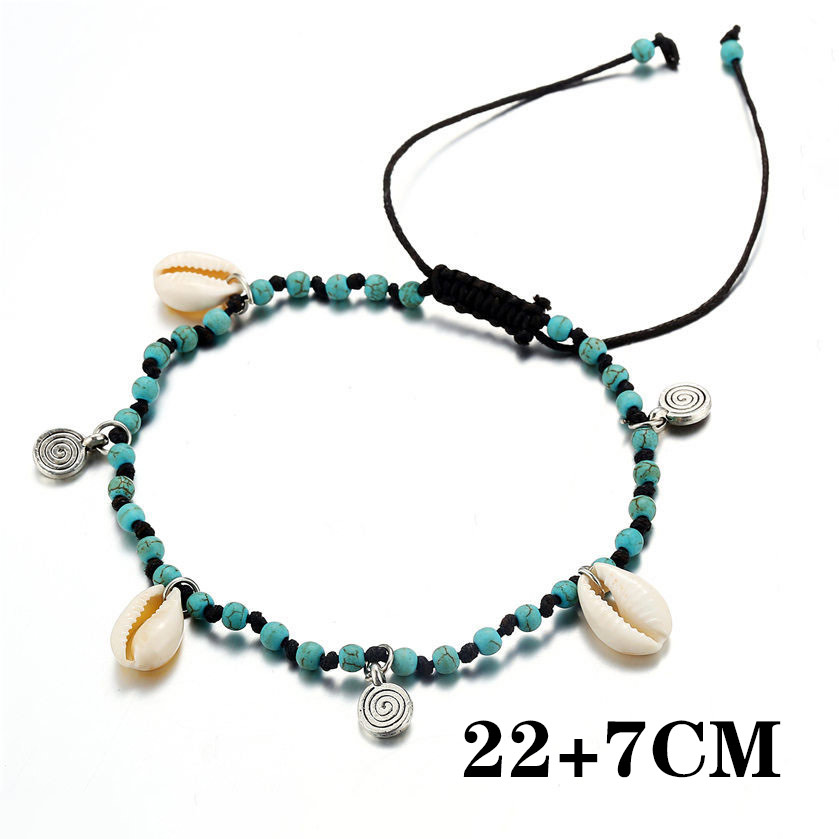 Blue jewelry,Other jewelry,Conch Detail Beads Design Blue Anklet
