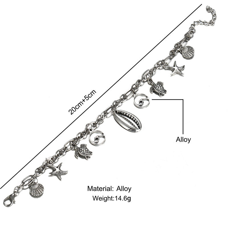 Silver jewelry,Other jewelry,Starfish and Turtle Chain Silver Anklet