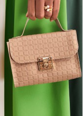 Light Coffee Hasp Design Plaid CrossBody Messenger Bag