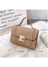 Light Coffee accessories,Plain Color accessories,Light Coffee Hasp Design Plaid CrossBody Messenger Bag