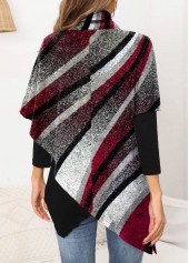 Multi Color tops,Geometric tops,ROTITA Geometric Print 3/4 Sleeve Asymmetric Hem Sweatshirt