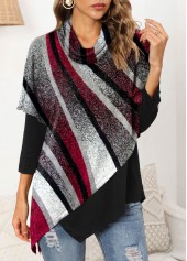 Multi Color plus size,Geometric plus size,ROTITA Plus Size Geometric Print Long Sleeve Asymmetric Hem Sweatshirt