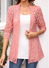 Rotita – Langärmlige Strickjacke und Tanktop mit Rundhalsausschnitt in Rosa