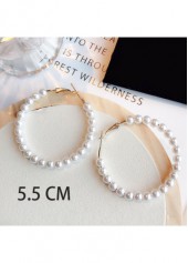 White jewelry,Plain Color jewelry,Pearl Detail White Round Design Earrings