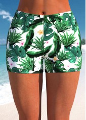 ROTITA Short de bain vert taille haute imprimé plantes tropicales