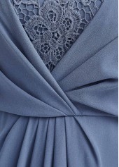 Dusty Blue dresses,Plain Color dresses,ROTITA Lace Dusty Blue V Neck Maxi Dress