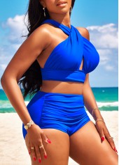 Royal Blue swimwear,Plain Color swimwear,ROTITA Criss Cross Stretch Royal Blue Bikini Top