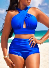 ROTITA Criss Cross Stretch Royal Blue Bikini Top-No Bottom