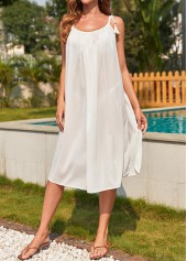 White swimwear,Plain Color swimwear,Tassel Strappy White Flowy Cover Up