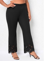 Black plus size,Plain Color plus size,Plus Size Burn Out Printing Black Pants