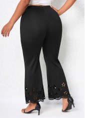 Black plus size,Plain Color plus size,Plus Size Burn Out Printing Black Pants