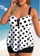 White plus size,Dot plus size,ROTITA Plus Size Polka Dot Tankini Top