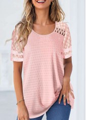 ROTITA T-shirt à manches courtes et col rond rose patchwork