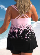 Light Pink plus size,Black plus size,Floral plus size,Plants plus size,Ombre plus size,ROTITA Plus Size Floral Print Swimdress Top