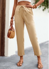Pocket Light Camel Regular Elastic Waist Pants