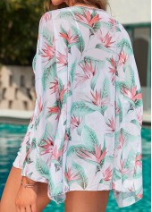 Light Green swimwear,White swimwear,Plants swimwear,Bowknot Light Green Leaf Print Bikini Set