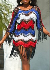 Tassel Contrast Multi Color Cover Up