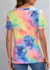 Multi Color tops,Ombre tops,Ombre Multi Color V Neck T Shirt