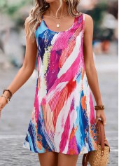 Multi Color dresses,Graphic dresses,Lightweight Graffiti Print Multi Color Short Dress