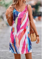 Multi Color dresses,Graphic dresses,Lightweight Graffiti Print Multi Color Short Dress