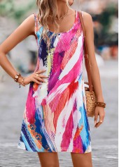 Multi Color dresses,Graphic dresses,Lightweight Graffiti Print Multi Color Short Dress