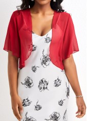 Wine Red Open Front Short Sleeve Coat