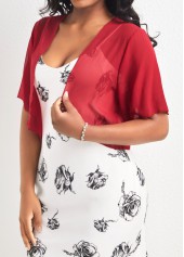 Wine Red outerwear & coats,Plain Color outerwear & coats,Wine Red Open Front Short Sleeve Coat