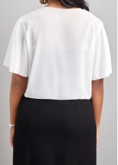 White tops,Plain Color tops,White Open Front Short Sleeve Coat