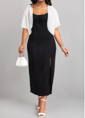 White tops,Plain Color tops,White Open Front Short Sleeve Coat