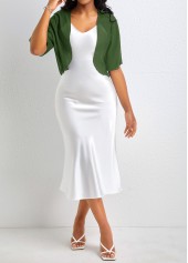 Green outerwear & coats,Plain Color outerwear & coats,Green Open Front Short Sleeve Coat