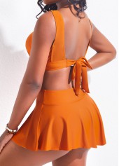 Orange swimwear,Plain Color swimwear,ROTITA Cut Out Orange High Waisted Bikini Set