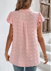 Light Pink tops,Plain Color tops,Split Light Pink V Neck T Shirt