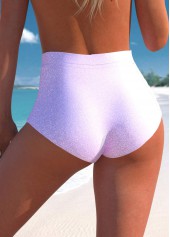 Light Purple swimwear,Plain Color swimwear,ROTITA Light Purple High Waisted Bikini Bottom