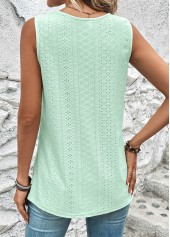Light Green tops,Plain Color tops,ROTITA Cut Out Light Green Round Neck Tank Top