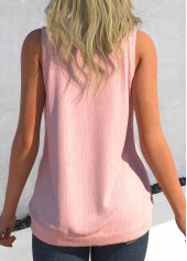 Light Pink tops,Plain Color tops,ROTITA Sequin Light Pink Draped Neck Tank Top