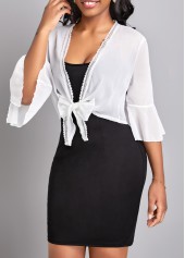 White outerwear & coats,Plain Color outerwear & coats,Lace White Three Quarter Length Sleeve Coat