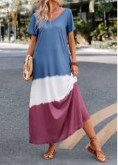 Umbrella Hem Dusty Blue A Line Maxi Dress