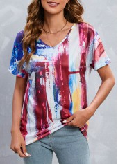 Lightweight Flag Print Multi Color T Shirt