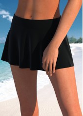 Black swimwear,White swimwear,Contrast Color swimwear,ROTITA Drawstring V Neck Black Tankini Top