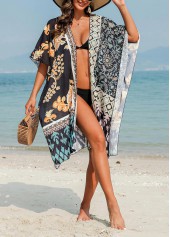 Multi Color swimwear,Tribal swimwear,Floral swimwear,Plants swimwear,Lightweight Multi Color Tribal Print Cover Up