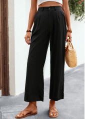 Black bottoms,Plain Color bottoms,Pocket Black Elastic Waist High Waisted Pants