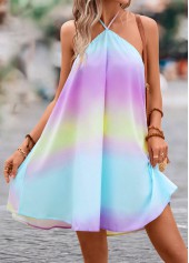 Tie Ombre Multi Color Short A Line Dress