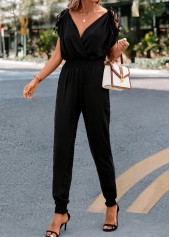 Black jumpsuits & rompers,Plain Color jumpsuits & rompers,Criss Cross Black Ankle Length Regular Jumpsuit