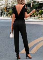 Black jumpsuits & rompers,Plain Color jumpsuits & rompers,Criss Cross Black Ankle Length Regular Jumpsuit