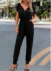 Black jumpsuits & rompers,Plain Color jumpsuits & rompers,Criss Cross Black Ankle Length Regular Jumpsuit