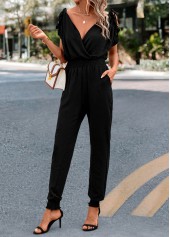 Criss Cross Black Ankle Length Regular Jumpsuit